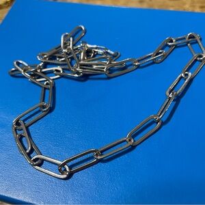 Long skinny link silver chain